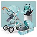 Coches para Bebes Baby Stroller Carriage Foldable Luxury Pushchair Stroller Shock Absorption Springs High View Pram Baby Stroller with Mosquito Net and Cup Holder (Color : Blue)