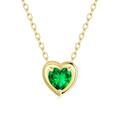FANCIME Emeralds Necklace of Solid 14K Yellow Gold Birthstone Small Heart Shape Gemstone Solitaire Pendant Delicate Dainty Gift Fine Jewelry for Women Girl Her, 40 + 5 cm