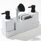 Kitchen Soap Dispenser with Sponge Holder Set for Sink Caddy (Double soap dispensers and 1 Brush) Matte White