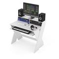 Glorious Sound Desk Compact White - Kompakte Studio-Workstation im smarten Design mit großer Arbeitsfläche, ausziehbarem Keyboard-Fach, 2 x 3-HE-Racks und Kabelkanal im Inneren