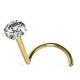 AZARIO LONDON 1.4mm Genuine Diamond 9K Yellow Gold Nose Screw - Nose Bone Tiny Nose Screw- Thin Nose Ring- 20G Nose Screw