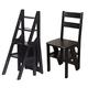 ZZFF Foldable Library Ladder Chair Decorative Shelf For Home Kitchen Closets Furniture,Wood Step Stool,PORTABLE Stepladder,Folding Step Ladder Chair-Black 35x46x88.5cm(14x18x35inch)
