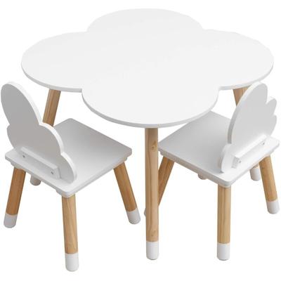 Rebecca Mobili Set aus Tisch und 2 Stühlen für Kinder Weißer Holztisch für Kinder Tischspiele Image