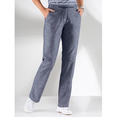 Bootcuthose CASUAL LOOKS, Damen, Gr. 50, Normalgrößen, blau (jeansblau), 100% Baumwolle, unifarben, meliert, lang, Hosen Image
