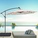 ACEGOSES 10ft 32 LED Outdoor Patio offset Umbrella Solar Lighted Hanging Umbrella with 8 Ribs for Desk Garden Yard Beige