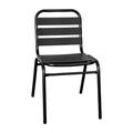 Flash Furniture Lila Commercial Black Metal Indoor-Outdoor Restaurant Stack Chair with Metal Triple Slat Back