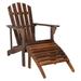 GZXS Folding Wooden Outdoor Chair with Footstool Stylish Low Profile Wood Lounge Chair Adirondack Chair for The Patio Porch Lawn Garden or Home Furniture Carbonized Color