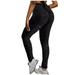 Clearance under $10 Charella Women Printing High Waist Stretch Strethcy Fitness Leggings Yoga Pants Black XXL