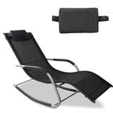 Patio Rocking Lounge Chair Outdoor Recliner Chairs Zero Gravity Chairs with Recliner Sun Lounger for Patio Deck and Poolside Indoor & Outdoor