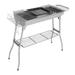 GZXS Portable Folding Charcoal BBQ Grill Stainless Steel Camp Picnic Cooker with Grill Pan Storage Shelf Hooks