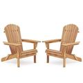 GZXS Adirondack Chairs Set of 2 Half Pre-Assembled Outdoor Wood Patio Chair for Garden/Backyard/Firepit/Pool/Beach/Deck (Natural)