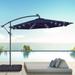 ACEGOSES 10ft 32 LED Outdoor Patio offset Umbrella Solar Lighted Hanging Umbrella with 8 Ribs for Desk Garden Yard Navy Blue