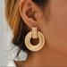 Anthropologie Jewelry | Last Pair! Anthro Gold Textured Hoop Earrings | Color: Gold | Size: Os