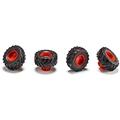 siku 6715 Additional wheels for Claas Xerion, 1:32, For SIKU CONTROL Claas Xerion 6791 and 6794 toy tractors, Ideal as twin tyres, Plastic, Black,Red