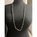 Lightweight Plastic Tube Station Link Necklace Vintage Retro Gold Tone 97cm Flapper Length