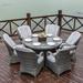 7-Piece Patio 6-Seat Wicker Round Dining Set for Garden