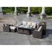 6pcs Wicker Patio Sofa Set Outdoor Chat Sets With Fire Pit Table by None