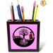 GN109 Tree-Hot Pink-Tile Pen Holder, 5-Inch Wood in Black/Brown/Pink | 5 H x 5 W x 1.66 D in | Wayfair 2963JL3TX95SP6U840