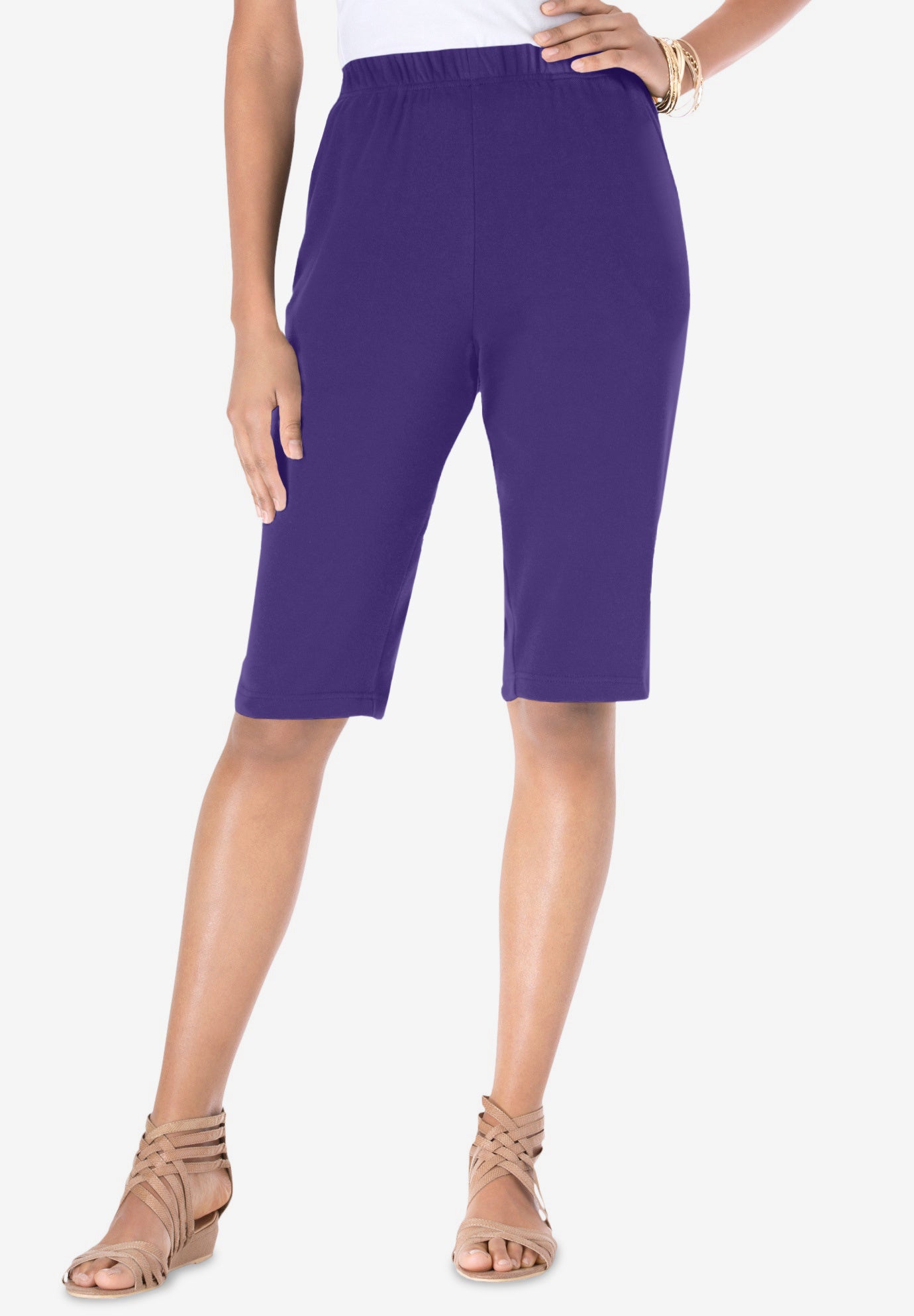 Plus Size Women's Plus Size Soft Knit Pull-on Bermuda Short by Roaman's in Midnight Violet (Size 6X)