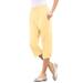 Plus Size Women's Soft Knit Capri Pant by Roaman's in Banana (Size M)