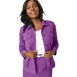 Plus Size Women's Classic Cotton Denim Jacket by Jessica London in Bright Violet (Size 18) 100% Cotton Jean Jacket