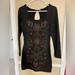 Free People Dresses | Free People Black Body Con Mini Dress Floral Metallic Detail | Color: Black | Size: Xs