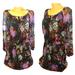 Jessica Simpson Dresses | 3/15jessica Simpson Black Orange Green Purple Floral Sheer Sleeve Dress | Color: Black/Purple | Size: M