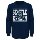 Youth Deep Sea Blue Seattle Kraken Wordmark Logo Long Sleeve T-Shirt