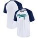 Men's Fanatics Branded White/Navy Seattle Mariners Show The Leather Raglan V-Neck T-Shirt