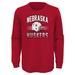 Youth Scarlet Nebraska Huskers Wordmark Helmet Long Sleeve T-Shirt