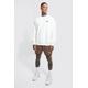 Mens Cream Oversized Man Raw Hem jumper Short Tracksuit, Cream