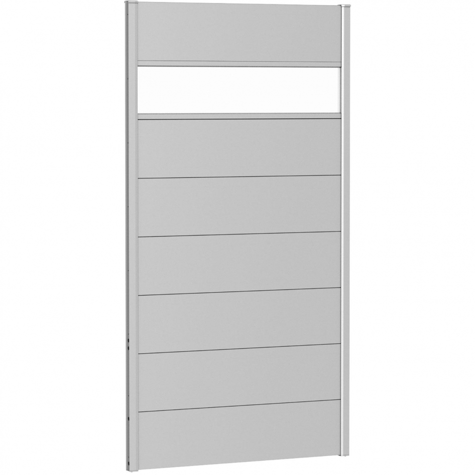 Biohort Sichtschutzzaun Wandpaneel mit Acrylglas silber-metallic Sichtschutz Steckzaun Lamellenzaun, 100x180 cm Image