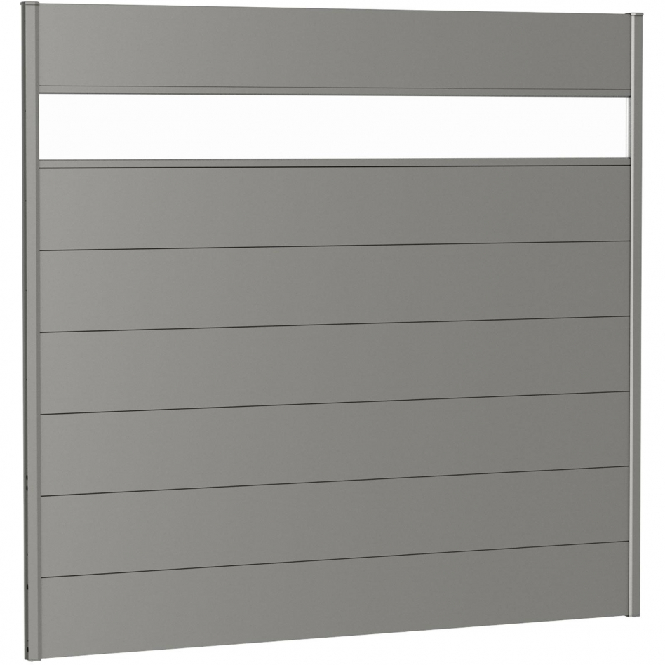 Biohort Sichtschutzzaun Wandpaneel mit Acrylglas quarzgrau-metallic Sichtschutz Steckzaun Lamellenzaun, 200x180 cm Image