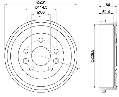 Hella 1x Bremstrommel [Hersteller-Nr. 8DT355303-151] für Nissan, Dacia, Renault Image