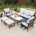 Patio Conversation Sets 5/7/9-Seat , Outdoor Sofa Set with 2 Single Sofa Chairs, 3-Seater Sofa, Ottoman and Coffee Table