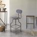 Gray Industrial Style Wooden Swivel Bar Stool With Curved Metal Base