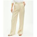 Brooks Brothers Women's Linen Wide Leg Pleated Pants | Oatmeal | Size 10