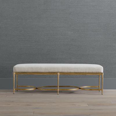 Angelina Bench - Antiqued Textured Brass, Ivory Linen Performance - Frontgate