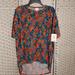 Lularoe Tops | *Nwt* Lularoe "Irma" Top ~Size: Xxs ~Hi/Lo Syle | Color: Blue/Orange | Size: Xxs