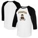 Women's Tiny Turnip White/Black Pittsburgh Pirates Teddy Boy 3/4-Sleeve Raglan T-Shirt