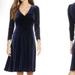 Free People Dresses | Eliza J A-Line Blue Velvet Dress Long Sleeve V-Neck Swing | Color: Blue | Size: 8