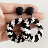 Free People Jewelry | Braided Stud Earrings Day & Night | Color: Black/White | Size: Os