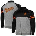 Men's Black/Heather Gray Baltimore Orioles Big & Tall Raglan Full-Zip Track Jacket