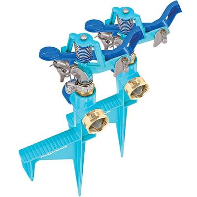 Aqua Joe AJ-ISH-2PK Indestructible Zinc 360 Degree Sprinkler with Step Spike - 1400 Sq. Ft. - 2/Pack