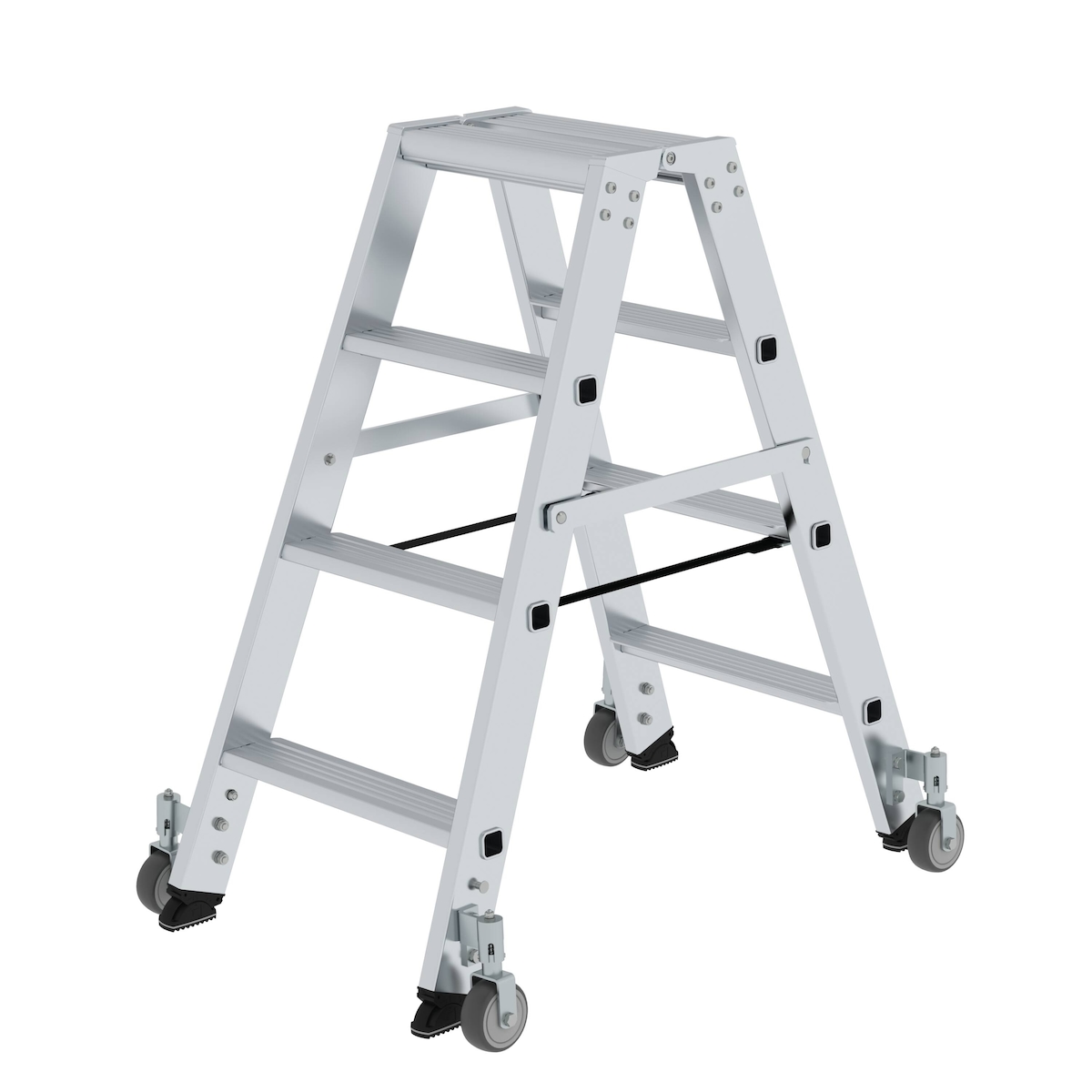 PROREGAL Stufen-Stehleiter beidseitig begehbar mit Rollen 2x4 Stufen Image