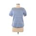 Croft & Barrow Short Sleeve Top Blue Print Crew Neck Tops - Women's Size Medium