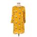 Old Navy Casual Dress - Shift: Yellow Floral Motif Dresses - Women's Size X-Small