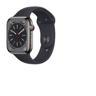 Apple Watch (Series 8) GPS + Cellular 45 Stainless steel Grey Sport band Black | Refurbished - Very Good Condition