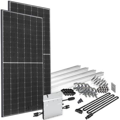 OFFGRIDTEC Solaranlage "Solar-Direct 830W HM-800" Solarmodule Schukosteckdose, 10 m Anschlusskabel, Montageset für Balkongeländer schwarz