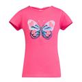 happy girls - T-Shirt Schmetterling Mit Pailletten In Pink, Gr.128